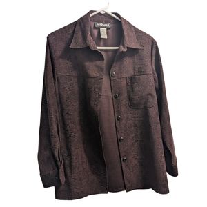 Sag Harbor Petite Animal Print Button Down Long Sleeve 10